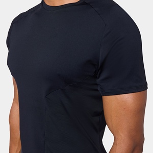 Vêtements de sport en gros, coton et élasthanne, t-shirt de fitness pour homme à manches courtes, coupe ajustée, respirant, motif imprimé personnalisé - Product Image 5