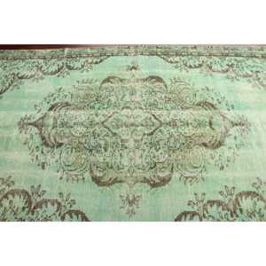 Tapis turc vintage 5x9,2 pieds, grand tapis, tapis en laine verte - Product Image 4