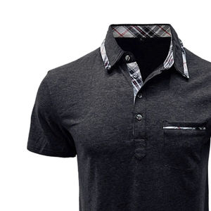 Polo de golf de manga corta para hombre, camisetas deportivas teñidas lisas personalizadas de poliéster de secado rápido que absorben la humedad, fabricante de alta calidad - Product Image 2