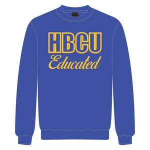 HBCU SGRho Educated Chenille <b>Sweatshirt</b> Blue & Gold Embroidered Letters Premium Cotton Blend Divine Nine Greek Life Apparel - Product Image 2