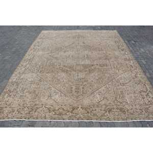 10x12.7 ft Rug, Turkish Rug, Vintage <b>Brown</b> <b>Wool</b> Animal Print Rug - Product Image 1