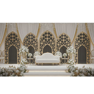 Toile de fond en métal découpée au laser de style arabe pour la scène de walima, panneaux de scène de luxe indiens pour le mehndi, fournitures de mariage, toile de fond pour la Malaisie - Product Image 1
