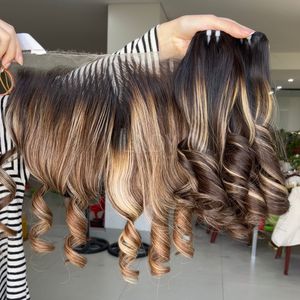 Cheveux vierges de haute qualité, mèches ombrées, couleur rebondissante, avec frontal et mèches pour faire des perruques - Product Image 1