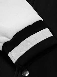 Noir blanc collège Baseball Varsity veste pour hommes poids lourd polaire corps lettre Patch conception bouton pression fermeture vêtements d'extérieur - Product Image 5
