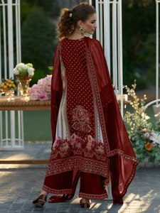 Plazzo Dupatta Original para Mujer, Estampado Digital Seemer, Bordado Elegante, Estilo Formal Tradicional, Nuevo y Moderno, Secado Rápido - Product Image 4