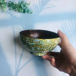 Bol en noix de coco créatif naturel végétalien biologique écologique avec incrustation de perles fabriqué à partir du Vietnam - Product Image 5