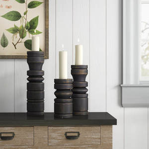 Bougeoir en bois de manguier de la meilleure qualité en finition rustique noire pour la décoration de la maison Bougeoir en bois de haute qualité - Product Image 6
