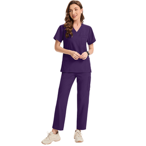 Le plus récent ensemble de gommages médicaux de grande taille extensible à séchage rapide S-XXL tissu respirant pour les médecins infirmières 12 couleurs disponibles - Product Image 2