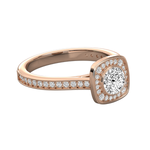 Bague solitaire en or 9 carats pour femme avec diamant rond brillant et sertissage invisible taille Asscher Radiant Emerald pour fiançailles et mariage - Product Image 2