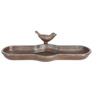 Bandeja grande de latón Ak, comedero de pájaros de Metal antiguo marrón, Estaca de tierra para comedero de jardín - Product Image 1