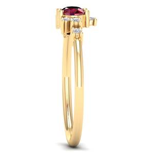 REYES Wholesale Price 14K Yellow Gold Oval Cut 0.5 Carat Ruby Gemstone Engagement Rings For Women VVS <b>Moissanite</b> Fine <b>Jewelry</b> - Product Image 3