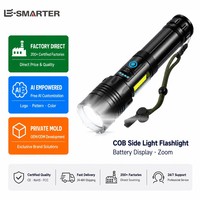 Lampe torche LED E-SMARTER KRX15 COB avec lumière latérale, en alliage d'aluminium, rechargeable par USB-C, IP55, pour inspection au travail