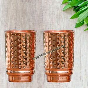 ชุดแก้วน้ำทองแดงล้วนแบบตอกทำด้วยมือสำหรับอายุรเวทประโยชน์ต่อสุขภาพ - Product Image 3