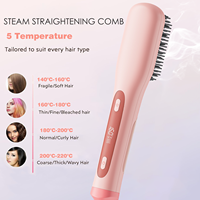 Brosse lissante à vapeur professionnelle 3 en 1, la vapeur réduit les dommages, nourrit les cheveux et accélère le lissage, peigne chauffant