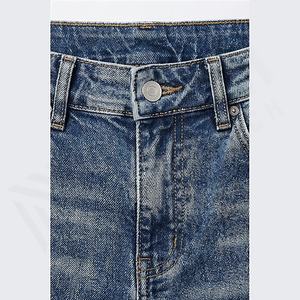 Hot Sale Men <b>Jeans</b> Denim Long Pants Stretch Casual Zipper Straight <b>Slim</b> Pockets Solid Color Autumn Cotton Pant Customized Color - Product Image 4