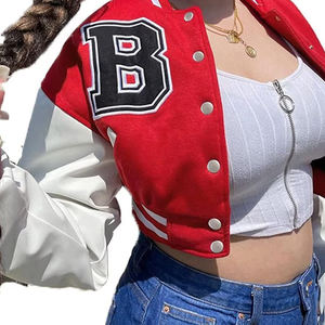 Vente chaude femmes Varsity Veste Femmes Crop Vestes Automne Hiver Nouveau Streetwear Lettre Patchwork Broderie Letterman Vestes - Product Image 6