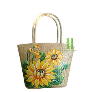 HNH Craft Vietnam's Boho Style <b>Rectangle</b> Seagrass Straw Tote Handbag Fashionable Summer Beach Bag Trendy Storage <b>Bin</b> - Product Image 5
