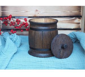 Petit tonneau en bois fait à la main à partir de bois naturel parfait pour le rangement ou l'affichage de la décoration intérieure rustique Design écologique et durable - Product Image 1