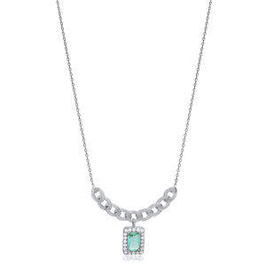 Paraiba CZ Pierre Forme Ronde Charme Collier 925 Argent En Gros Turc Bijoux Fabriqués À La Main - Product Image 5