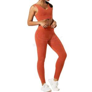 Conjunto Deportivo Cómodo de 2 Piezas: Sujetador Deportivo Sólido con Logotipo Frontal y Leggings Ligeros, Ecológicos, Transpirables y Duraderos para Entrenamiento - Product Image 6
