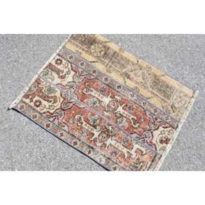 Alfombra de área de lana roja y beige Vintage turca de 19x24 pies, diseño de retales de tejido plano para decoraciones de sala de estar, respaldo de látex - Product Image 4