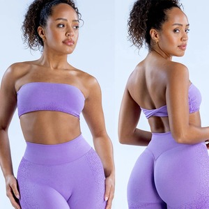 Nuevo conjunto de Yoga, sujetador de encaje de un solo hombro, camiseta sin mangas deportiva con fugas en el hombro, pantalones deportivos de cintura alta para mujer, conjunto de Yoga para Fitness - Product Image 2