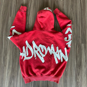 400GSM 100%Cotton <b>Hoodie</b> Heavyweight Vintage Street Wear with Embroidered Winter Printed Design Comfortable - Product Image 4