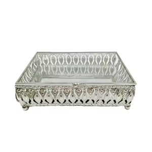 Boîte en verre décorative de designer avec métal doré pour accessoires féminins, photos et bijoux - Product Image 4