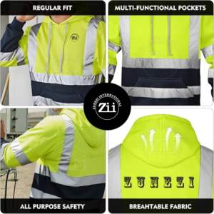 Chaqueta de bombardero de invierno de seguridad con capucha para mujer, ropa de seguridad de alta visibilidad, chaqueta aislada para hombre, ropa de trabajo impermeable de invierno - Product Image 4