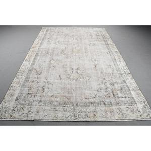 Tapis turc vintage en laine 66x10,1 pieds, design patchwork écologique, tapis oriental blanc avec envers en latex - Product Image 1