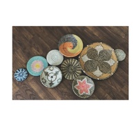 Étagère murale ronde bohème en jonc de mer tressé à la main, panier à motifs fait main, décoration intérieure / Artisanat vietnamien, décoration de salon