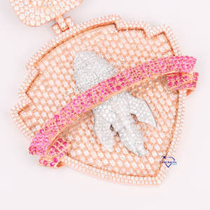 Pendentif en diamant cultivé en laboratoire en or rose 14 carats Bling complet Pave VVS Clarity Jewelry Trending Fine Necklaces - Product Image 2