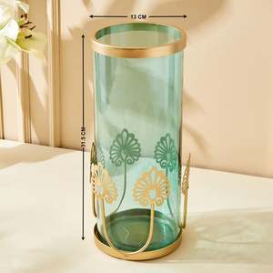 Vase à fleurs en métal fabriqué à la main de style bohème classique et moderne Vase de table en verre, fer, laiton et aluminium pour la décoration de la maison - Product Image 4