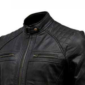Veste en cuir pur 100% pour hommes, élégante, à la mode, design de rue, col montant, haute qualité, hiver, plus vendue - Product Image 4