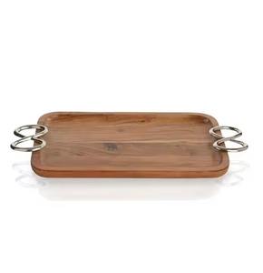 Wholesale Modern Customizable Logo Wooden Serving Tray With <b>Ring</b> Rounding Handles Housewarming Gifts - Product Image 1