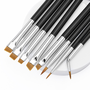 Black Sharp Fine Private Label Liquid Bent <span class=keywords><strong>Eyeliner</strong></span> Brush Super Thin Flat Angle Eyebrow <span class=keywords><strong>Eyeliner</strong></span> Corrector Brush - Product Image 6