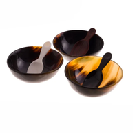Dernier modèle Cuillère et bol à dessert en corne de buffle Design classique Bol en corne de buffle naturel et durable