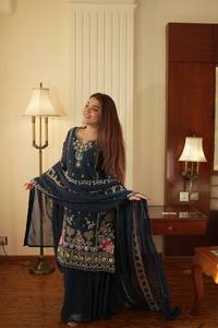 Conjunto de Salwar Kameez de Diseño Moderno para Mujer con Plazas y Dupatta, Tradicional para Fiestas en Todas las Estaciones, en Tela Fox Georgette de Secado Rápido - Product Image 4