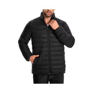 แจ็กเก็ตทรงพองมีซิปรูดกันน้ำสำหรับผู้ชายหรูหราปกตั้งสีทึบผ้าแคนวาส/โพลีเอสเตอร์/ ผ้าฝ้ายสไตล์สตรีท - Product Image 1