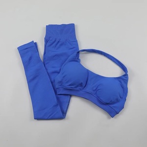 Solid Color Breathable Eco-Friendly Gym Bike Yoga Set Short Legging Cross Sport Bra Tracksuit Athletic Women Gym Suit Jogging