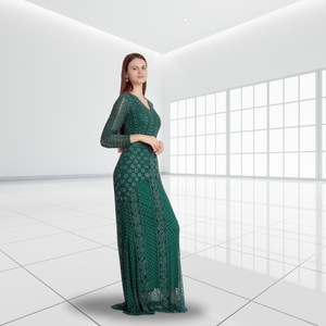 Maxi Vestido de Alta Calidad y Durabilidad con Cuentas Bordadas a Mano, Diseño de Escote en V con Pedrería, Cómodo para Celebraciones y Desfiles de Moda, el Más Vendido - Product Image 2