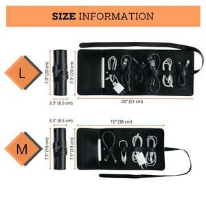 Organisateur de câbles en cuir véritable de luxe, écologique, personnalisé, gaufré, pour le rangement des chargeurs de voyage, étui pour gadgets, écouteurs pour hommes - Product Image 5
