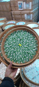 Bandeja de mimbre personalizada, bandeja de bambú decorativa artesanal para servir - Product Image 5