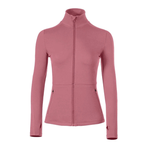 Women's Pink Full Sleeve Half-Zip <b>Yoga</b> <b>Jacket</b> Breathable Solid Color Sport Fitness Top Regular Fit Long Sleeve Zip-Up <b>Jacket</b> - Product Image 6