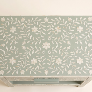Traditional Sage <b>Green</b> 2-Drawer Bone Inlay <b>Bedside</b> <b>Table</b> Bedroom Nightstand for Hotel Use, bedroom Furniture, Home Decor - Product Image 2