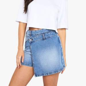 Elite Custom <b>Girls</b> Loose Fitting Asymmetric Denim Knee-Length A-Line Casual Street Wear Skirt with <b>Belt</b> and Diamonds Winter - Product Image 4