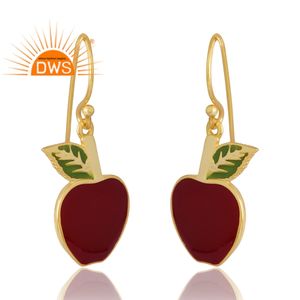 Nouveau Design élégant en argent Sterling plaqué or 18 carats émail boucle d'oreille conception Demi bijoux fins pour les femmes cadeau pour elle - Product Image 3