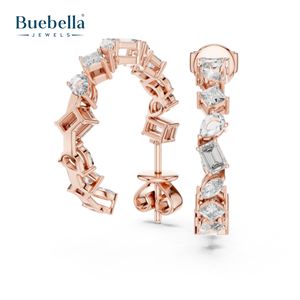 Pendiente de Plata de Ley 925 personalizado para mujer, medio Bali con pera y Diamante Esmeralda para regalo - Product Image 4