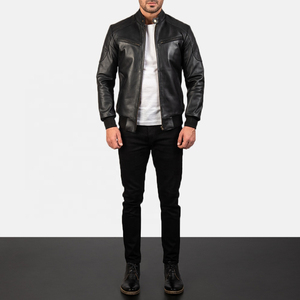 2025 dernière veste en cuir personnalisée pour hommes avec logo avant à col montant en toile-veste en cuir de moto d'hiver - Product Image 6