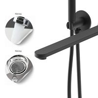 M RUBINETTERIA Série Pop Mitigeur de bain mural monocommande avec douchette à main Noir mat Ensemble de robinetterie de bain intégré Pack de 1